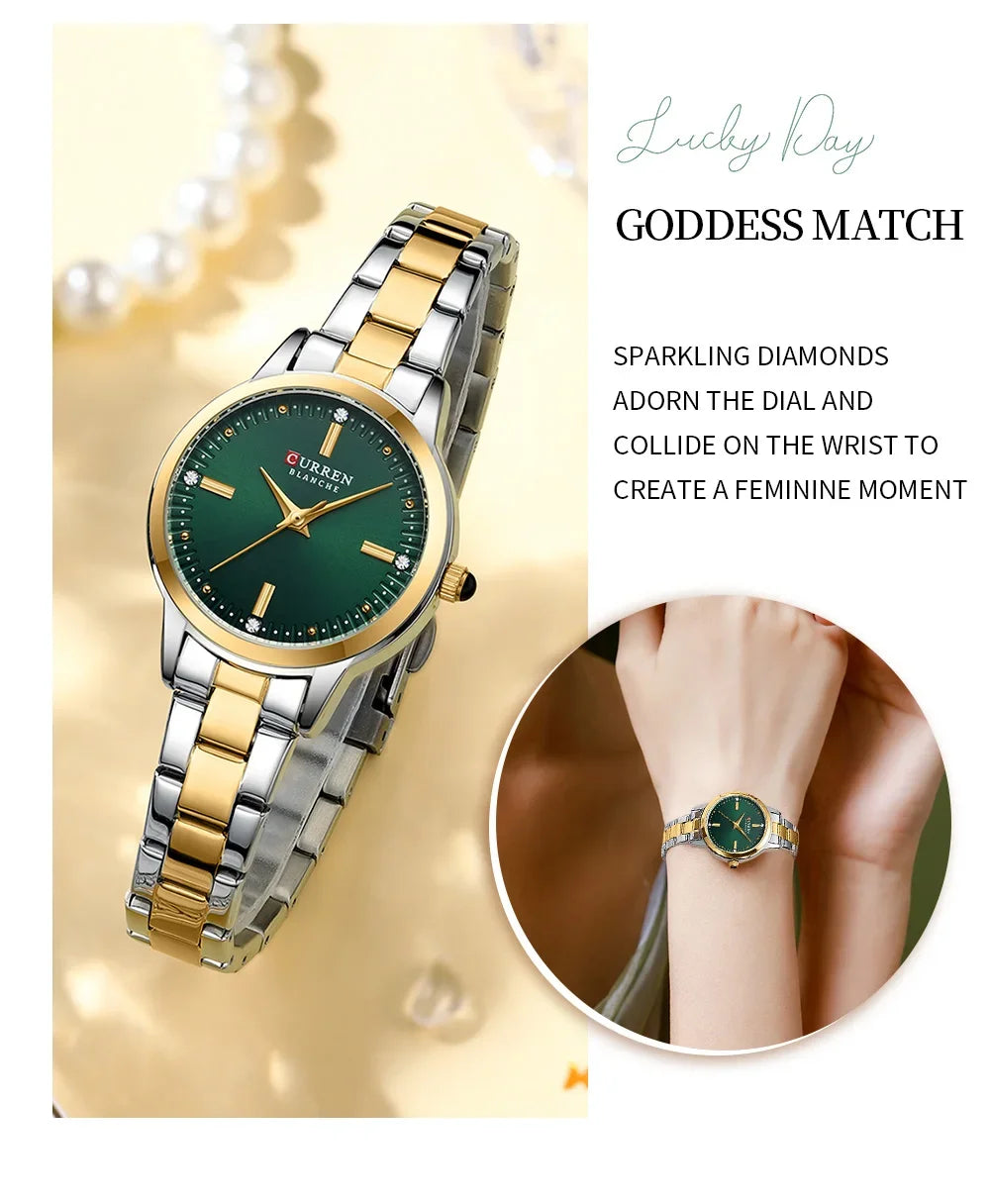 CURREN Women's Watches Fashion Original Quartz Wrist Watch for Ladies Roman Dial Dazzling Diamond Waterproof Luminous Luxury New