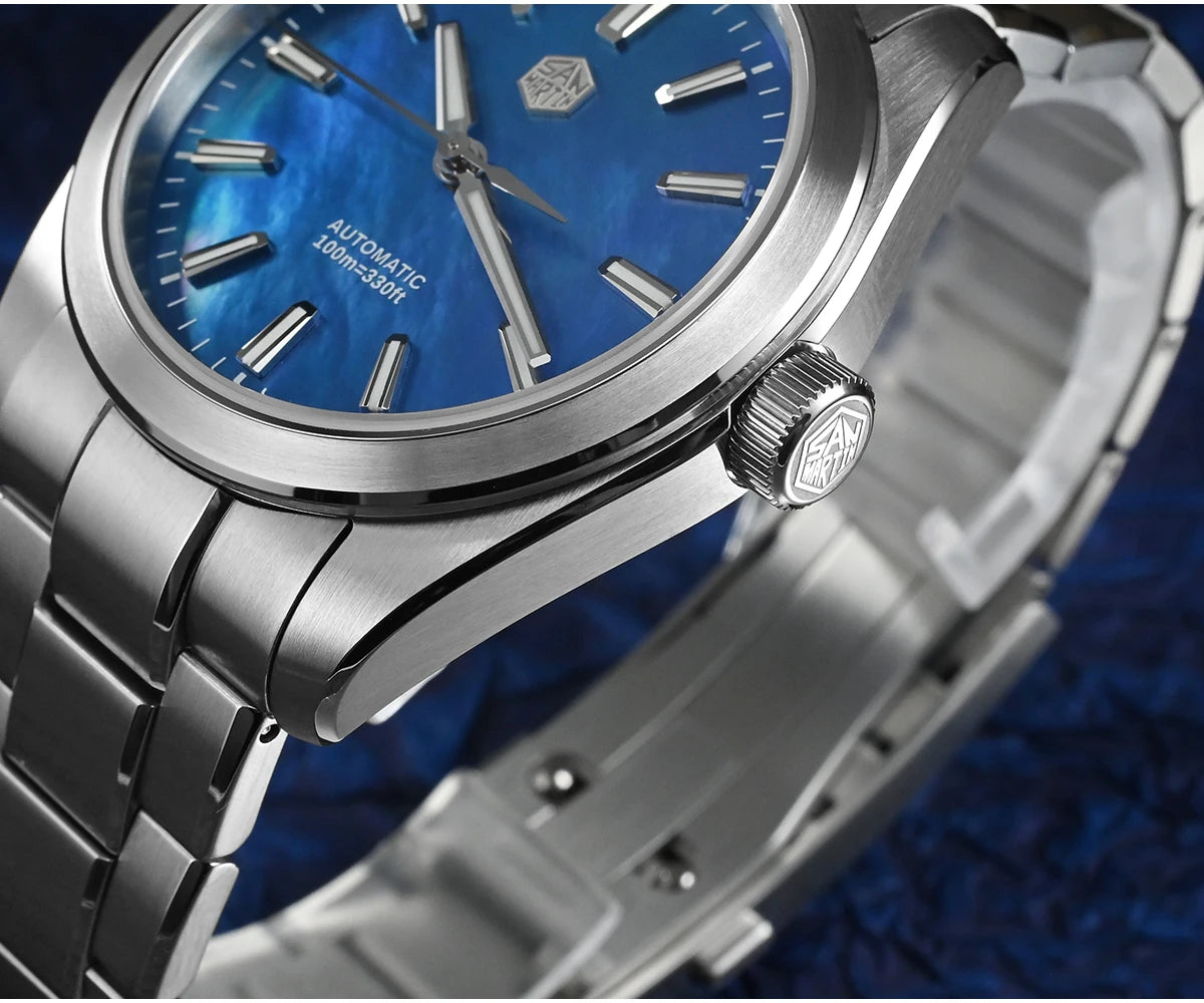 San Martin 39mm MOP Dial Sport Gada Watch Luxury Dress Men Miyota 90S5 Automatic Mechanical Wristwatch Waterproof 100m SN0144