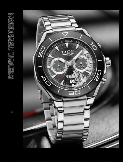 LIGE Luxusuhren für Herren, Freizeit- und Business-Uhren, Herrenmode, wasserdichte Militär-Quarzarmbanduhren für Herren, Montre Homme