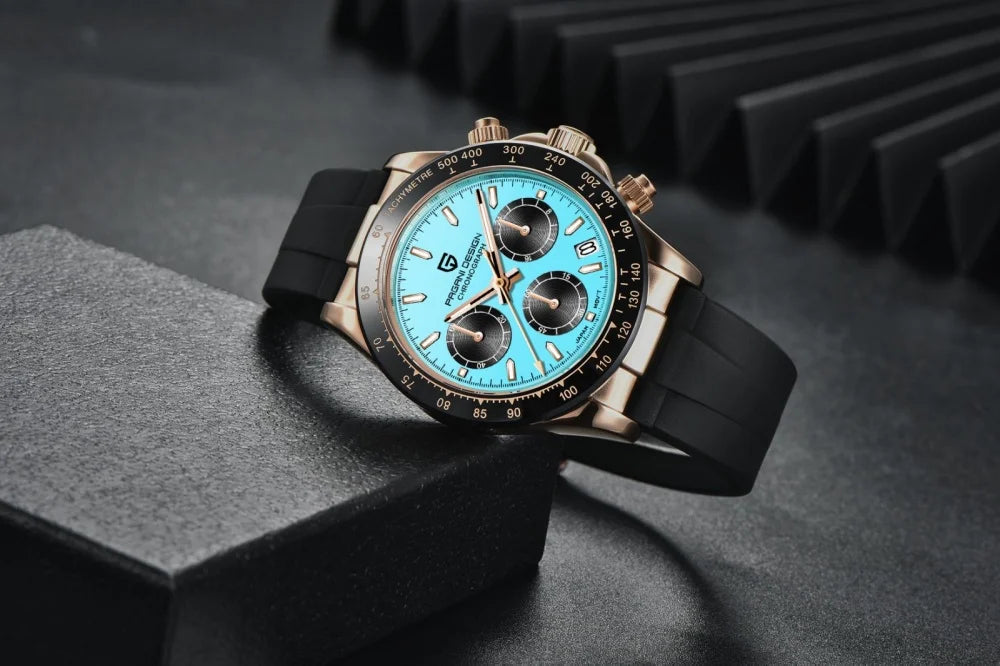Originale neue PAGANI DESIGN PD-1664 Luxus-Herrenuhr mit japanischem VK63-Quarzwerk, Saphirglas, wasserdichtem Chronographen, Gold