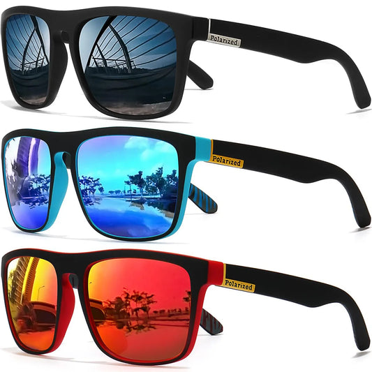 Black Polarized Square Sunglasses Men Women Fashion Classic Driving Shades for Outdoor Sports Cycling Travel Fishing Eyewears