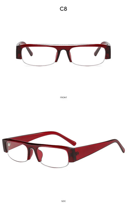 Vintage-Sonnenbrille mit kleinem, rechteckigem Halbrahmen in Schwarz, Leopardenmuster und Farbverlauf – trendige Damen-Sonnenbrille zum Autofahren