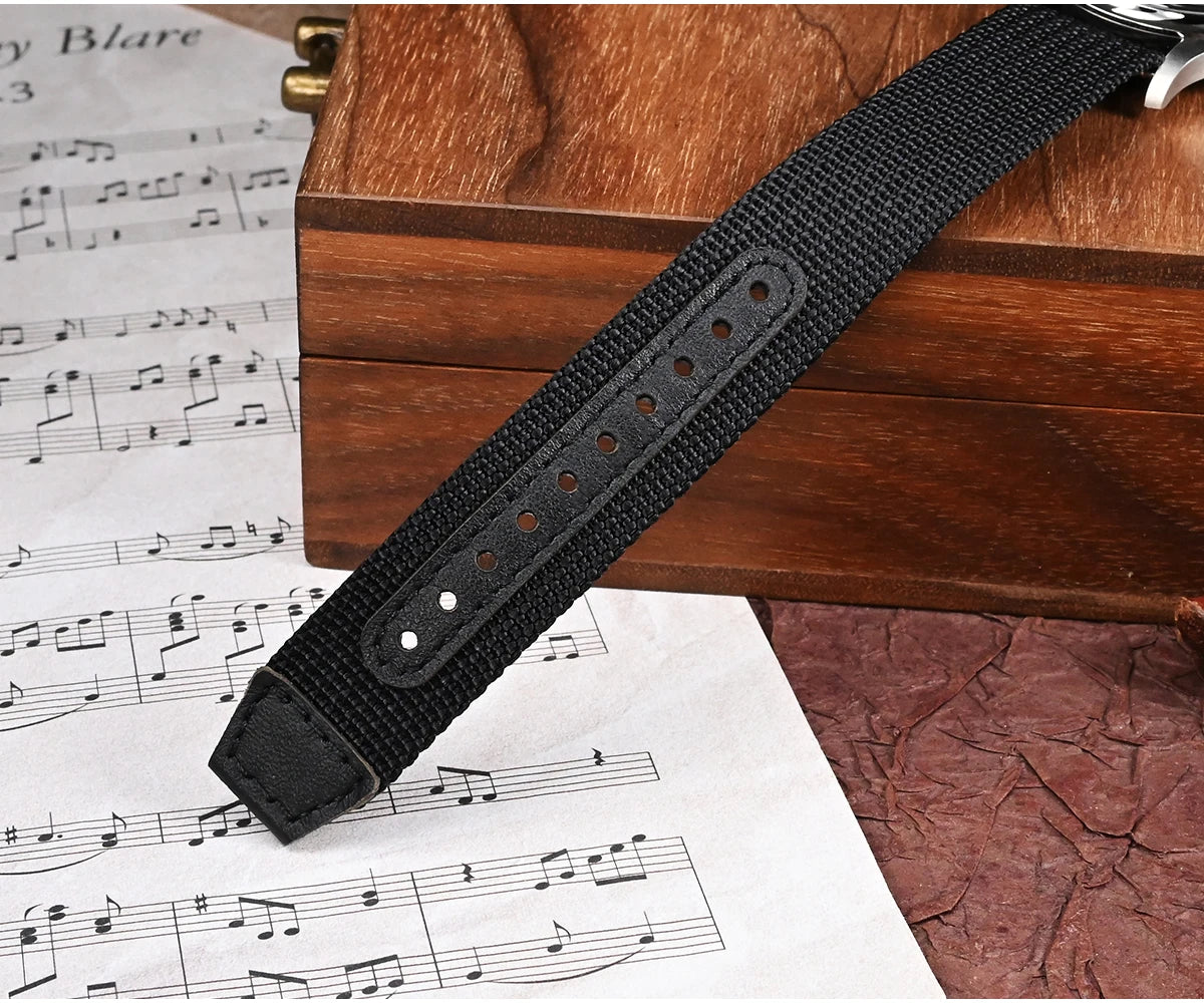 San Martin 36mm Men Pilot Watch VH31 Mechaquartz Movement Sweep Second Quartz Series Simple Style Nylon Strap 10 Bar Luminous