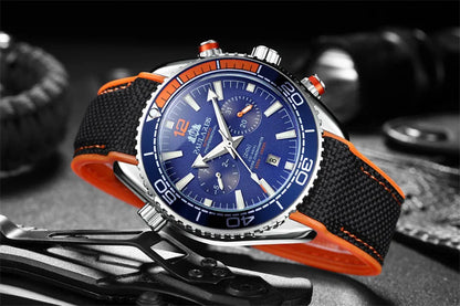 Classic Luxury Men Automatic Watch Multifunction Mechanical Wristwatch Rubber Strap Waterproof Week Date Watches Reloj Hombre