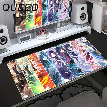 Computer Table Mat Keyboard Desk Pads Anime Mouse Pad Kawaii Girl Mousepad 900x400mm Rubber Non-slip Mouse Mats Demon Slayers XL