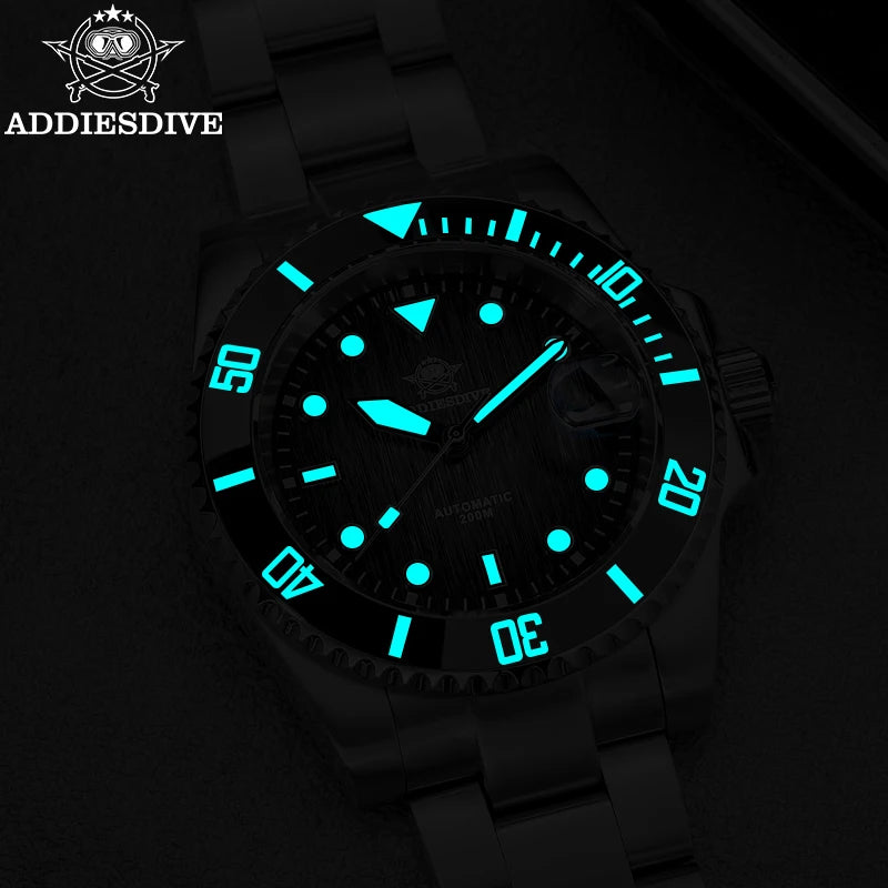 ADDIESDIVE Hot selling Men's Automatic Watch Sapphire Glass 200m Waterproof Watch BGW9 Night Light Classic Men's Watch AD2536