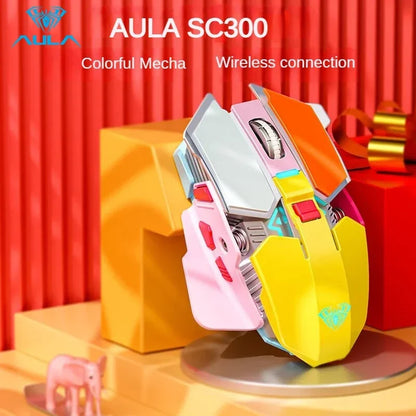 AULA mouse Multifunctional Gaming Side Keys Mouse Rechargeable Mecha style Mice 2.4 G Wireless Ergonomics Dpi adjustable Gamer