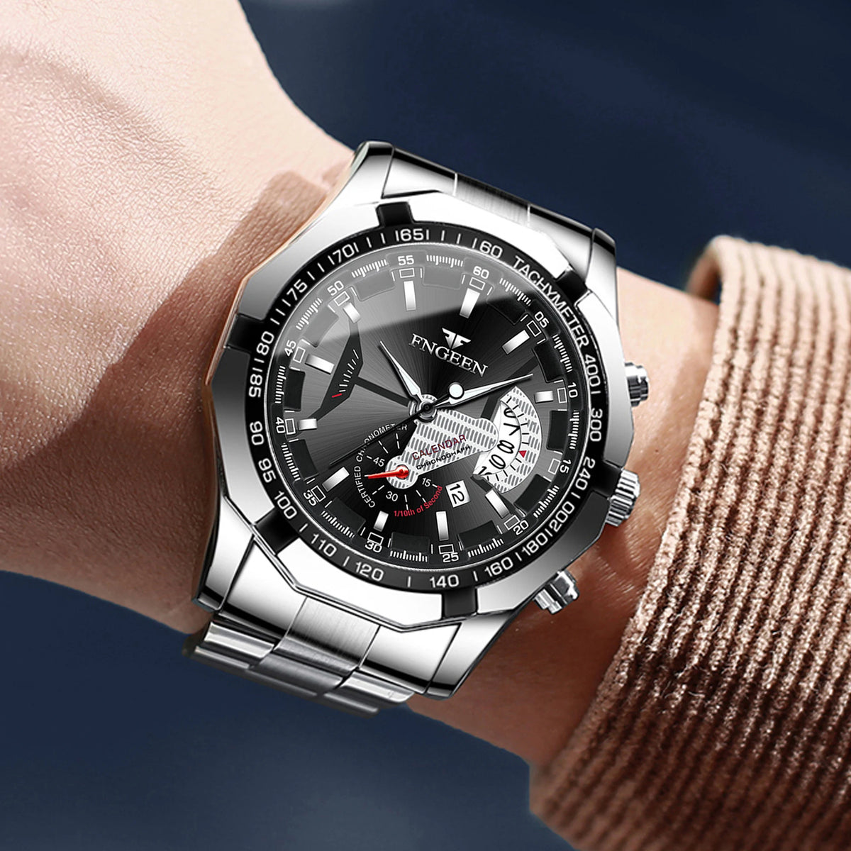 Montres-bracelets à quartz BINBOND Original pour homme : montres de luxe luminescentes, étanches, à date automatique, en acier inoxydable. Livraison gratuite.