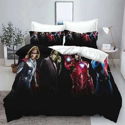 The Avengers helden-dekbedovertrek met kussensloop, beddengoedset voor volwassenen, jongens en meisjes, slaapkamerdecoratie voor kinderen, eenpersoons, tweepersoons, groot formaat