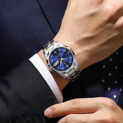 Orologio da uomo POEDAGAR Business Luxury, impermeabile, in acciaio inossidabile, luminescente, con data e giorno della settimana, stile sportivo, al quarzo.