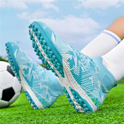 Chaussures de football montantes pour adultes, hommes et femmes, crampons TF pour gazon artificiel, crampons AG longs pour l'entraînement des étudiants.