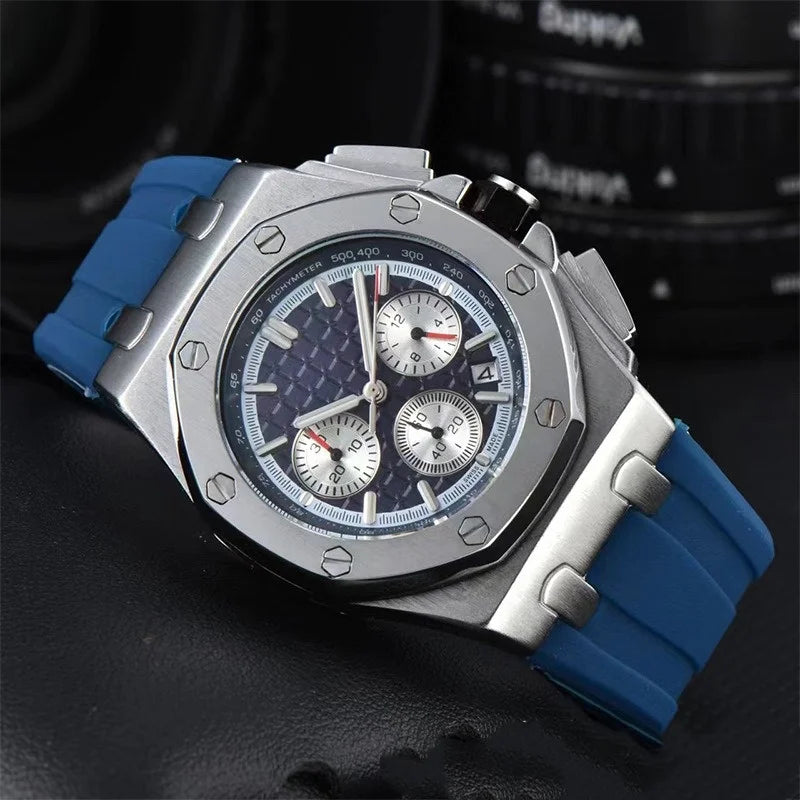Men's Chronograph Sport Watch Date Display Luxury Chronograph Wristwatch Sport & Business Casual Watch with Rubber Strap