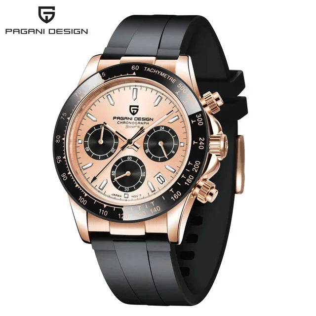 PAGANI DESIGN V2 40MM Reloj de cuarzo para hombre con esfera de meteorito, cristal de zafiro, cronógrafo retro y resistente al agua