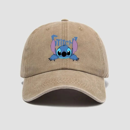 Stitch Casual Hat Kawaii Cartoon Anime Figure Baseball Caps Breathable Snapback Sun Hats Adjustable Peaked Cap Unisex Kids Gifts
