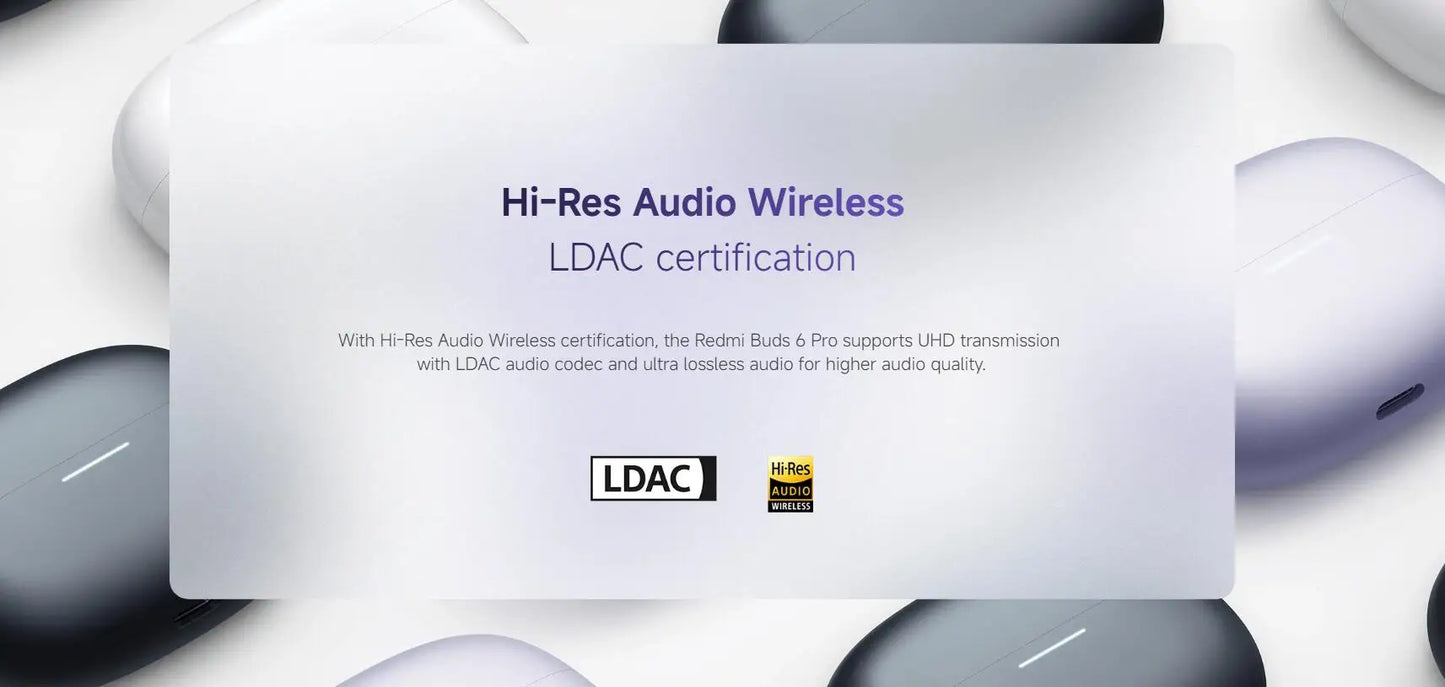 Xiaomi Redmi Buds 6 Pro Wireless Bluetooth Earphone, Hi-Res Audio with LDAC,Up to 55dB Active Noise Cancelling Wireless Earphone