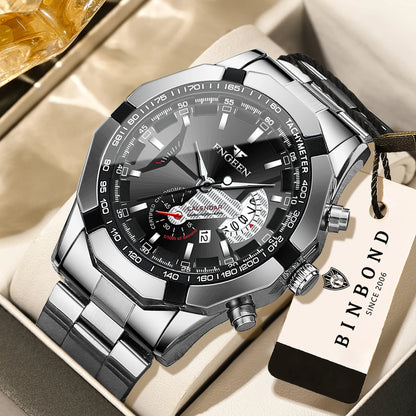 Montres-bracelets à quartz BINBOND Original pour homme : montres de luxe luminescentes, étanches, à date automatique, en acier inoxydable. Livraison gratuite.