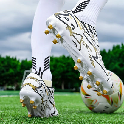 Chaussures de football à crampons longs et basses, chaussures de sport respirantes et antidérapantes pour hommes, chaussures de sport résistantes à l'usure pour l'entraînement sur gazon naturel
