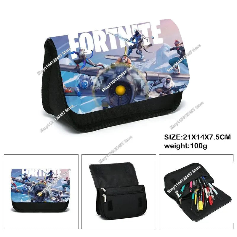 Fortnite Kids Pencil Bag Kawaii Pencil Case Large Capacity Waterproof Handheld Cosplay Pencil Pouch Office Stationary Gift Toy