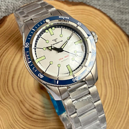 200M Water Resistant Mechanical Wristwatch Miyota 8215 Domed Sapphire Glass 120 clicks Bezel Steel Band Luminous Marks