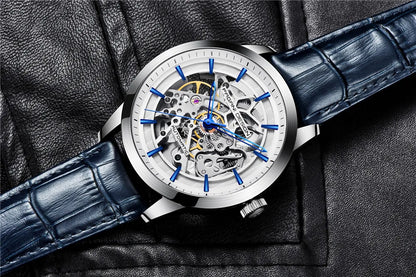 PAGANI DESIGN 2026 New Skeleton Men's Mechanical Watches Top Luxury Automatic Watch Men Blue Leather Waterproof Wrist watch Men