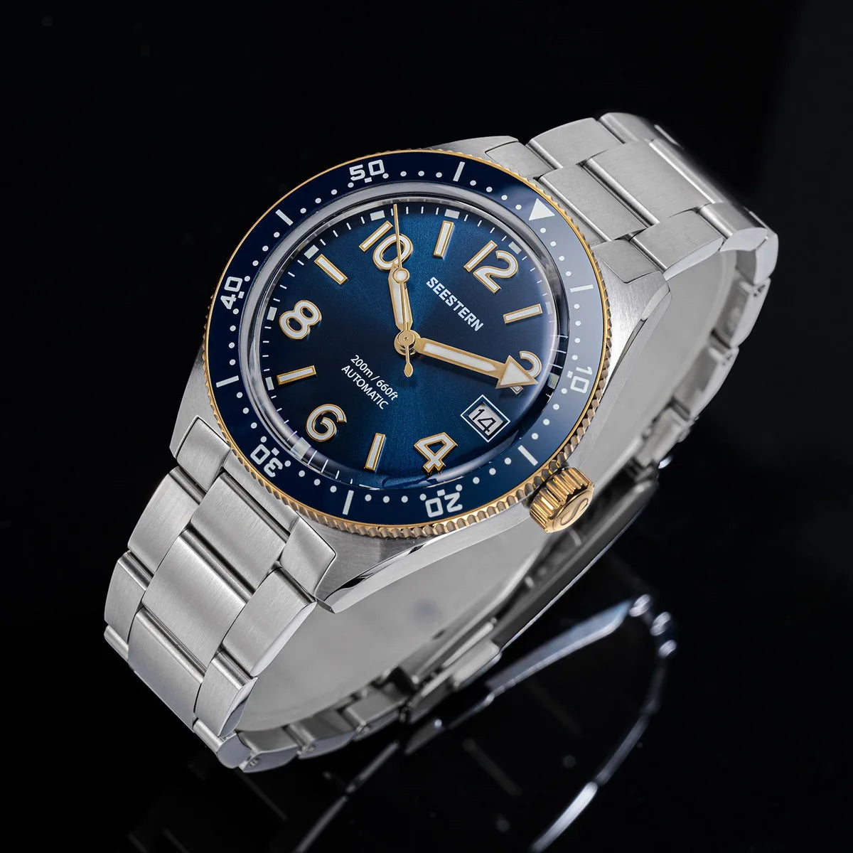 SEESTERN Diver Men Watch Automatic Mechanical Wristwatches NH35 Movement Ceramic Bezel 20Bar Waterproof Sapphire Luminou S434-2