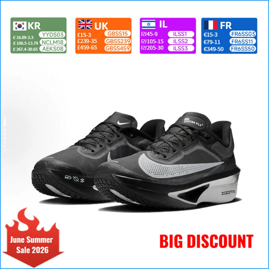 Nike Zoom Fly 6 Comfortable Low-Top Slip-Resistant Durable Running Shoes Men's Black/Grey FN8454-001