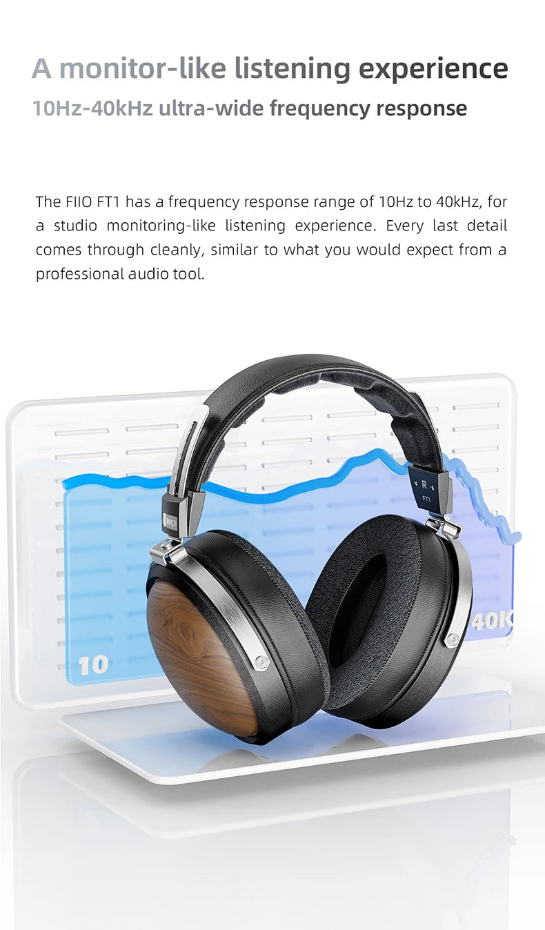 FiiO FT1 Headphones Professional Monitor North American Walnut HIFI Music Wired Headset Shanling