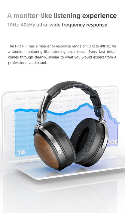 FiiO FT1 Headphones Professional Monitor North American Walnut HIFI Music Wired Headset Shanling