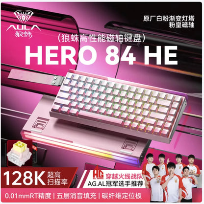 New AULA HERO 84HE 8K INSTOCK Magnetic Switch Gaming Keyboard E-sport Custom RGB Mechanical Keyboard Ergonomics Game Accessories
