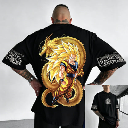 T-shirt in cotone a maniche corte con stampa Dragon Ball Z Son Goku Vegeta, per uomo e donna, stile Harajuku Y2K vintage, streetwear estivo