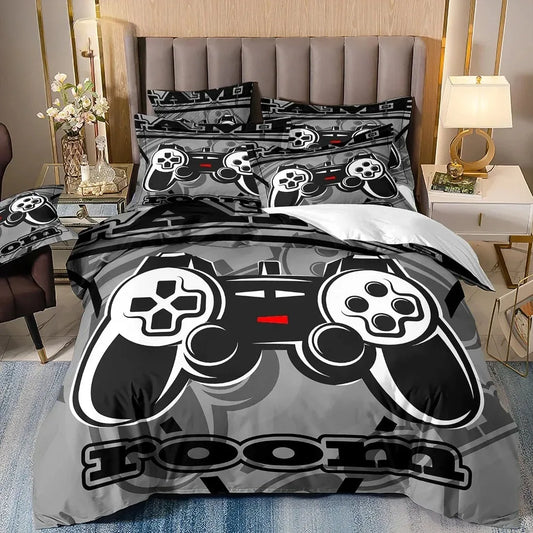 Gamer Bedding Sets for Boy Kid Gaming Duvet Cover Set Queen Video Games Comforter Cover, Playstation Designs Bed Set for Teen Men