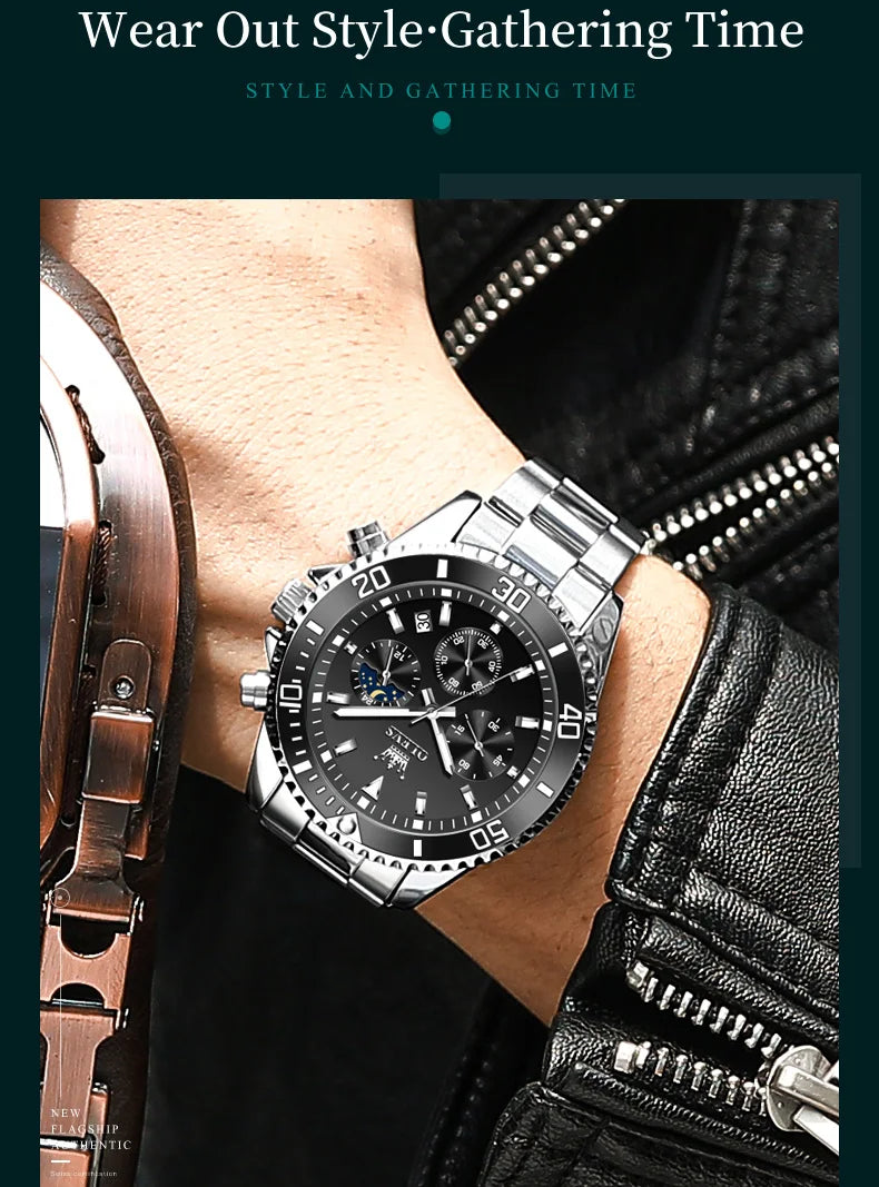 OLEVS Watch Men Top Brand Luxury Gold Quartz Military Watches Waterproof Date Luminous Stainless Steel Chronograph Clock Reloj