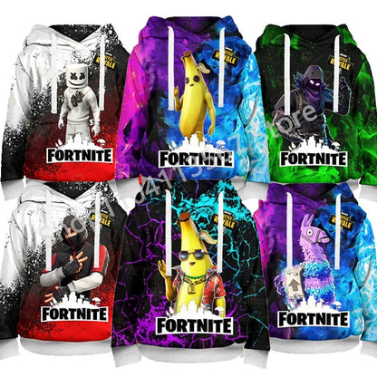 Llama Battle Royale F-Fortnited hættetrøjer med 3D-print til mænd, kvinder og børn, sweatshirts til drenge og piger, streetwear-pullover, grønne overdele