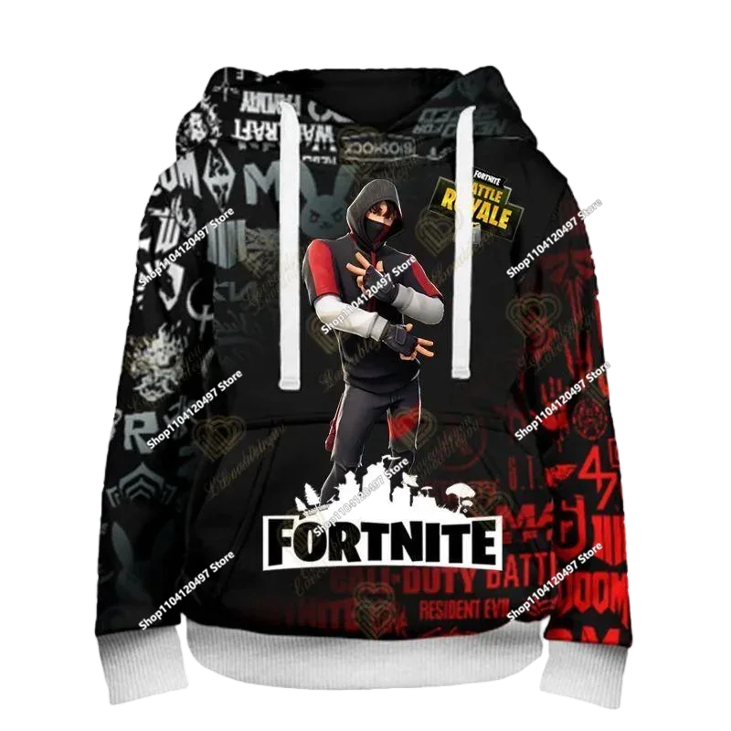 Nowe bluzy Fortnite 2025 z kapturem, nadruk 3D, bluza męska Harajuku z długim rękawem, krój oversize, unisex, odzież cosplayowa