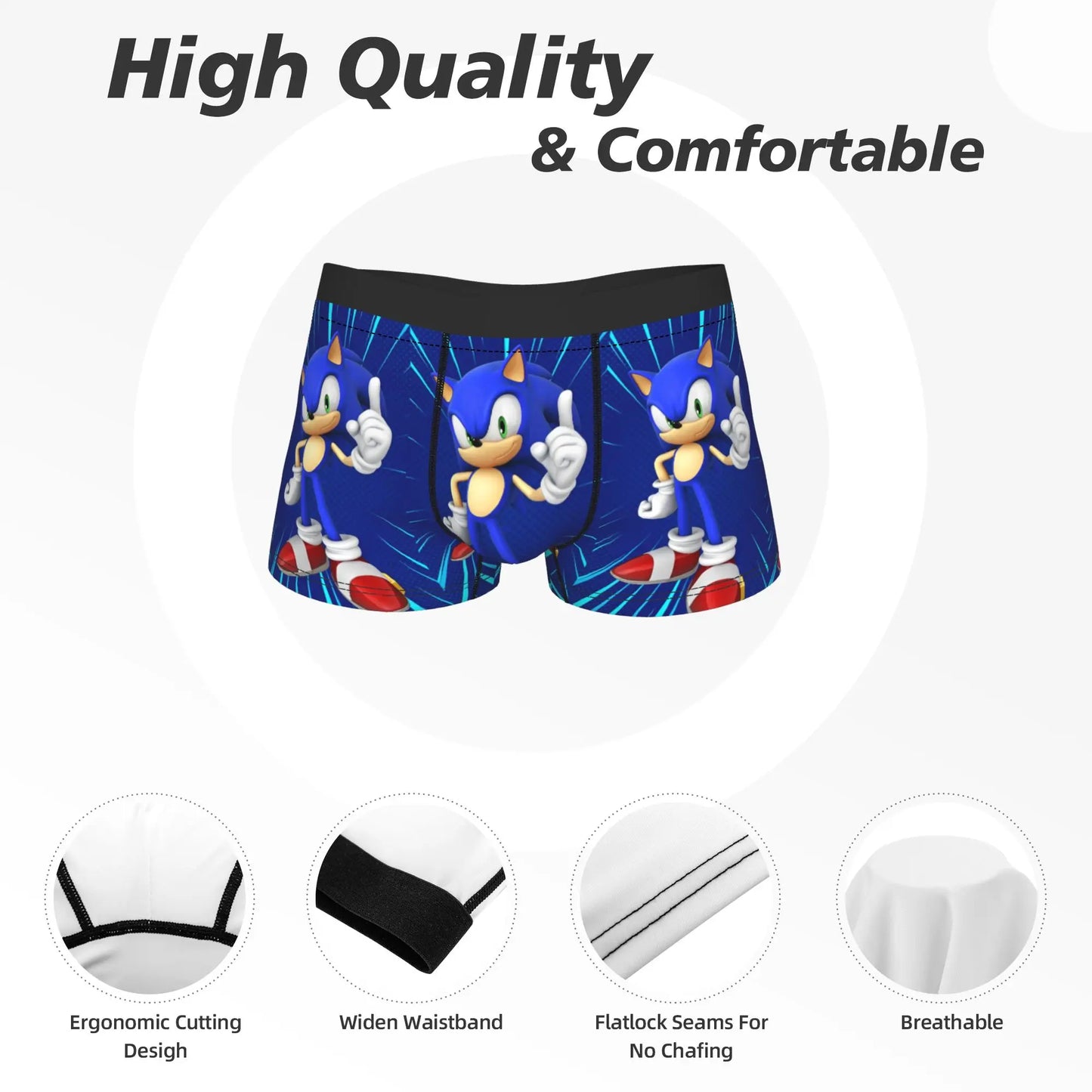 S-Sonic Retro Game Cartoon Underwear  Printed Boxershorts Quality Men Panties Elastic Boxer Brief Birthday Present