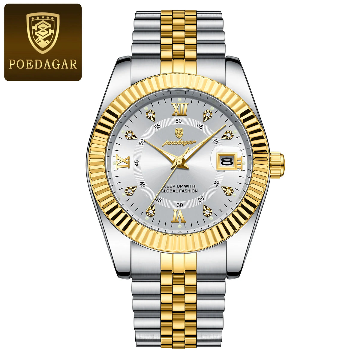 Orologio da uomo POEDAGAR – Modello di lusso, impermeabile, in acciaio inossidabile, con quadrante luminescente, stile militare, datario, movimento al quarzo, ideale per il lavoro o le occasioni professionali.