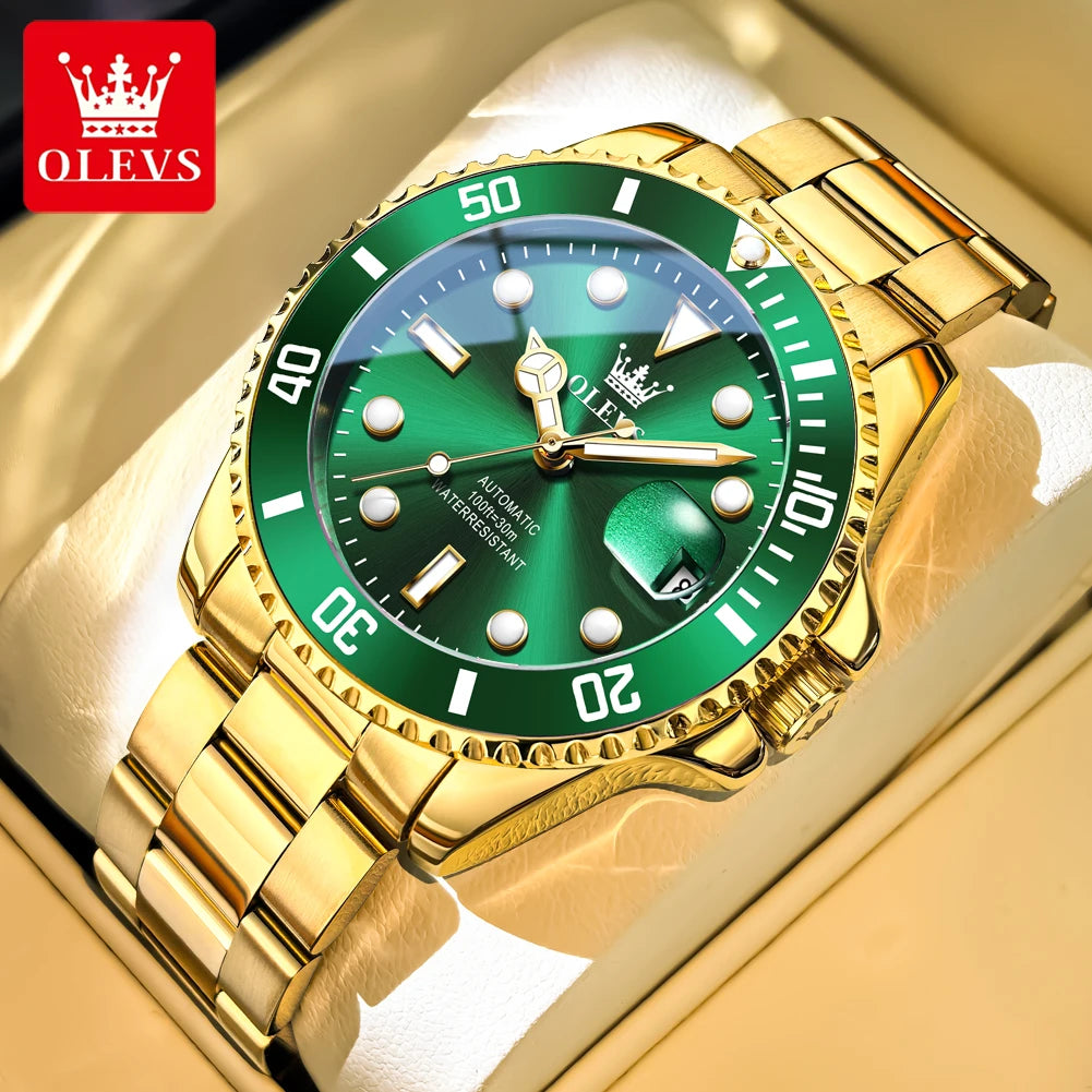 Orologio meccanico automatico di lusso da uomo OLEVS 6650 – Impermeabile, luminescente, bracciale in acciaio – Orologio da polso da uomo, stile professionale, marca prestigiosa
