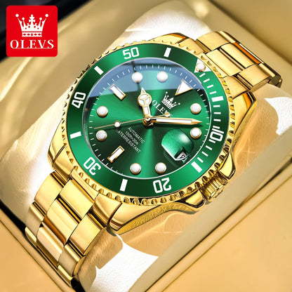 Orologio meccanico automatico di lusso da uomo OLEVS 6650 – Impermeabile, luminescente, bracciale in acciaio – Orologio da polso da uomo, stile professionale, marca prestigiosa