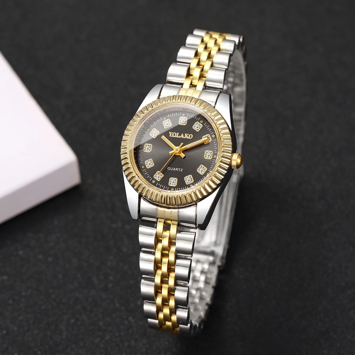 Montre-bracelet de luxe pour homme à quartz avec calendrier, tendance, strass, en acier, montre d'affaires pour homme, Reloj Hombre, cadeau (sans boîte)