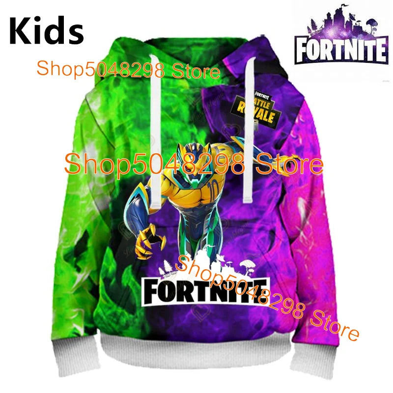 Sweatshirt com Estampado de Herói Fortnite, Jogo Popular, para Rapazes e Raparigas, Roupa 3D Casual, Hoodie para Crianças, Adultos, Homens e Mulheres, Pullover de Primavera e Outono