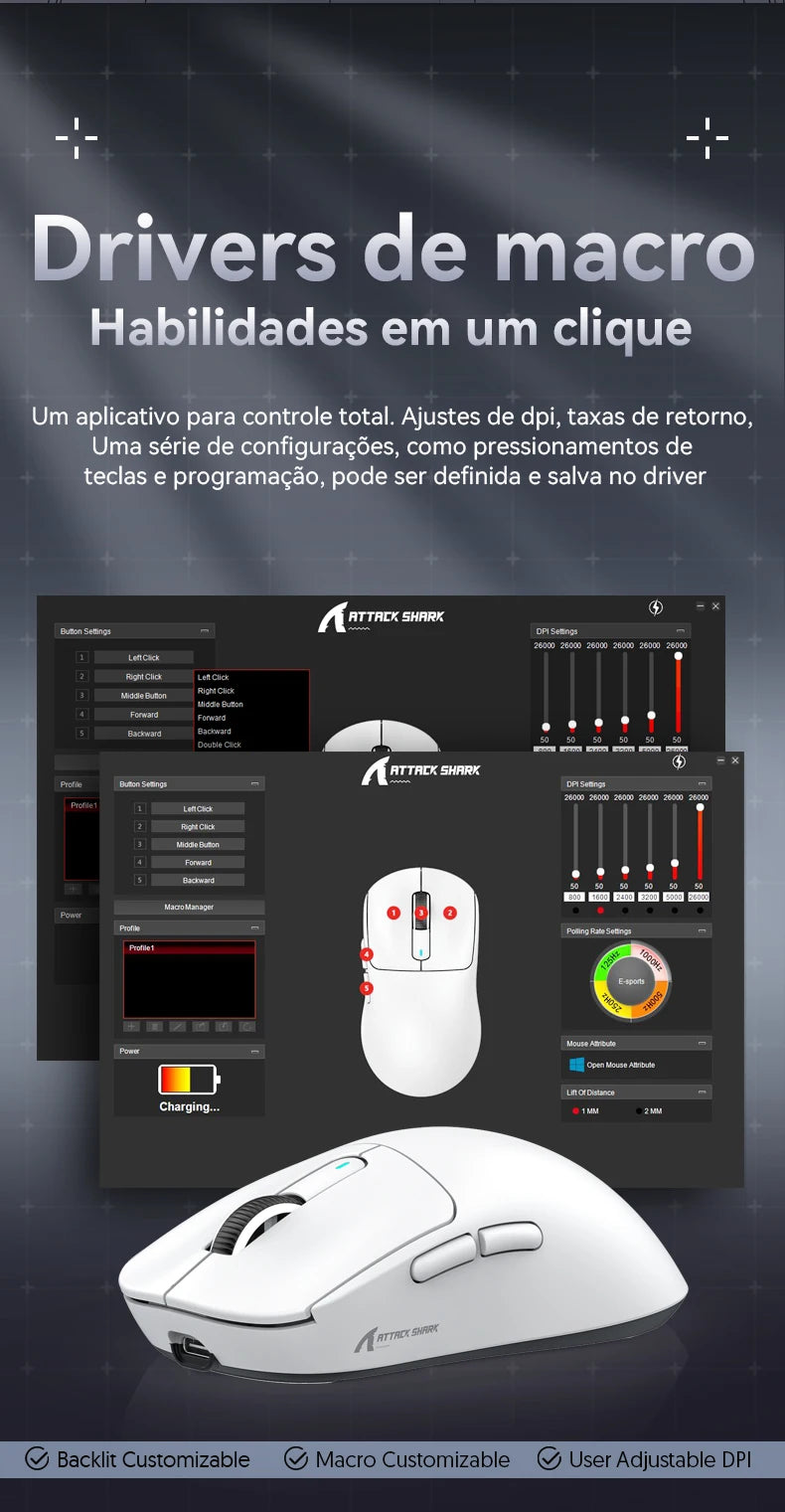 Atack Shark X3 PAW3395 Mouse Lightweight Wireless Gaming Mouse,Tri-Mode  Mouse,26K DPI PAW3395,PC/Laptop/Win/Mac