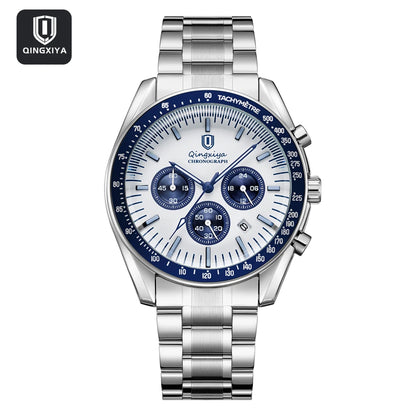 Orologio al quarzo da uomo, di marca di lusso, impermeabile e luminescente, in acciaio inossidabile, dotato di cronografo 24 ore e datario – Elegante orologio da uomo