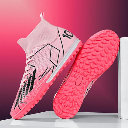 Nouvelles chaussures de football pour hommes, chaussures de sport antidérapantes ultralégères à haute cheville pour l'extérieur, chaussures de futsal antidérapantes pour l'intérieur, chaussures de football de haute qua
