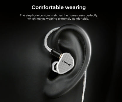 Angelears Kefine Klean SV 10mm DLC Diaphragm Dynamic Driver IEMs Hi-Fi In-ear Earphone with Nozzles and SPC Cable