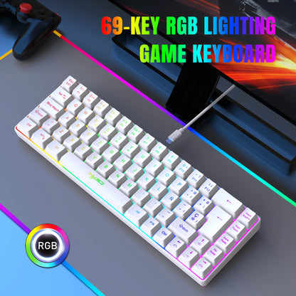 Hot Sale! 69-Key RGB Backlit Wired Gaming Keyboard, 68% Compact Design, A Must-Have Gadget for Office Workers and Gamers