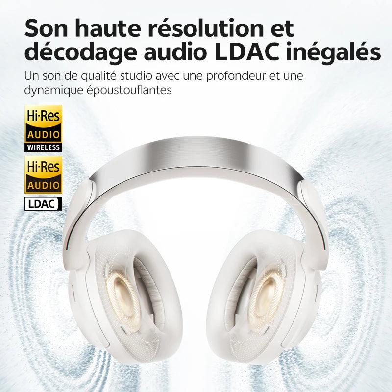 QCY H3S ANC Over Ear Headphones -56dB Noise Cancelling Headsets Bluetooth 6.0 Hi-Res LDAC Spatial Sound Earphones Dual Driver