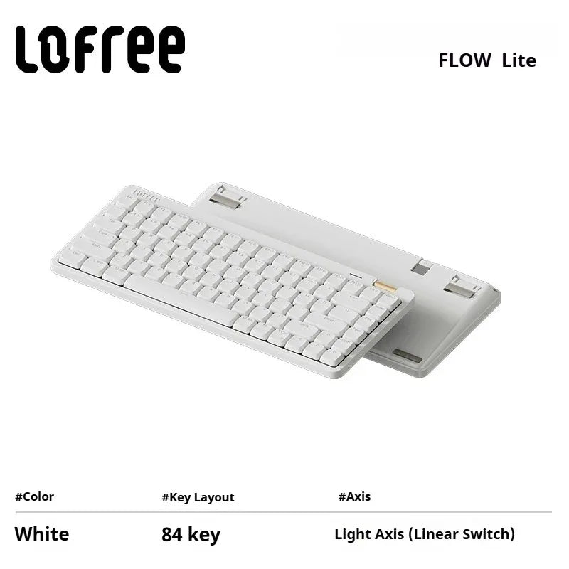 Lofree Flow Lite Wireless Mechanical Keyboard&PU Bag Lighter&Silenter POM Switch 2.4G Bluetooth&Wired Office Typing Gasket 84key