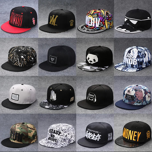 Men's Letter Embroidery Tide All-Match Flat Brim Baseball Cap Ladies Summer Hip-Hop Hat Outdoor Shade Adjustable Peaked Cap