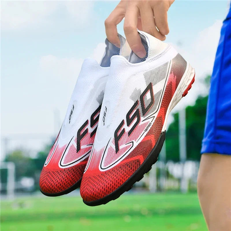 Nouvelles chaussures de football pour hommes, chaussures de sport à cheville haute, respirantes, pour futsal, antidérapantes, ultra-légères, chaussures de football de haute qualité pour matchs en extérieur.
