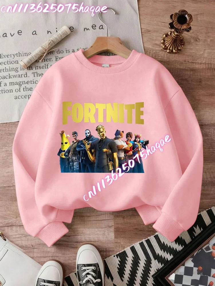 Fortnites Series Kids Sweatshirts Trendy Boys Girl Long Sleeves Pullover Tops Autumn Winter Cartoon Child Clothes Birthday Gifts